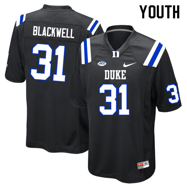Youth #31 Josh Blackwell Duke Blue Devils College Football Jerseys Sale-Black